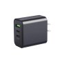 40W Dual Pd + QC3.0 Ports Travel Charger For Mobile Phone Tablet Black Us Plug