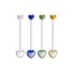 4 Piece Heart Design Glass Teaspoon Set Multicoloured
