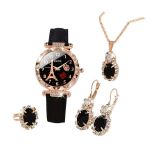 5 Pcs Luxury Women's Quartz Watch Set Including Necklace Ring Earrings