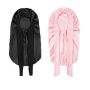 2-PIECE Set Of Ladies Hair Care Ribbon Satin Hat-black +pink