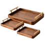 3PCS North American Black Walnut Trays With Gold Brass Handles