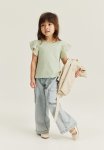 Jersey Top With Broderie Anglaise - Green