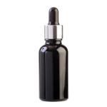 30ML Black Glass Aromatherapy Bottle With Pipette - Black & Silver Collar 18 78