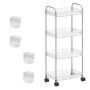 4-LAYER Transparent Rolling Storage Cart With Hanging Baskets