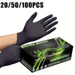 20 50PCS Disposable Nitrile Gloves Powder-free Latex-free Durable Household Cleaning Gloves Waterproof Gloves Suitable For Kitch