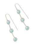 Silver Plated Blue Stone Thread Through Earrings