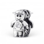C37-C9519 - 925 Sterling Silver Boy European Charm Bead - Clear Crystal Cz