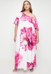 Asymmetric Trapeze Maxi With Bubble Sleeve - Paint Stroke Macro Poppy