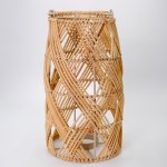 Vietnamese Cross Weave Rattan CANDLE HOLDER LANTERN