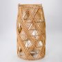 Vietnamese Cross Weave Rattan CANDLE HOLDER LANTERN
