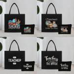 Teacher Appreciation Canvas Tote And Pouch Set Shoulder Bag And Cosmetic Bag Fashionable Lightweight Travel Beach Bag