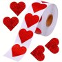 500pcs Valentines Glitter Red Heart Stickers - 2.54 Cm Heart Decorative Labels Valentine's Day Love Decorations For Wedding Anniversaries