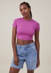 Cotton On Micro Crop Tee - Magenta