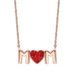 Cde Mom Necklace With Swarovski Crystals- Rose Gold