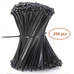 250PCS Cable Zip Ties - Heavy Duty 10.16-25.4 Cm - 22.68 Kg Tensile Strength - Self-locking Black Nylon Tie Wraps For Indoor & O