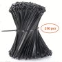 250PCS Cable Zip Ties - Heavy Duty 10.16-25.4 Cm - 22.68 Kg Tensile Strength - Self-locking Black Nylon Tie Wraps For Indoor & Outdoor Use