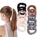 Satin Silk Hair Ties Small MINI Scrunchy For Women Thick Hair Accessories Cute Soft No Slip Hair Elastics Ponytail Holder For Cu