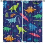 Boys Dinosaur Curtains Cartoon Safari Animal Curtain With Rod Pocket For Boys Girls Children Nursery Living Room Bedroom Home De