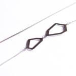 Silver Geometric Opera Linked Chain Necklace - Silver
