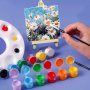 Diy Acrylic Paint Kit With Canvas Easel & Brushes - Linen Material Cartoon-themed Hand Painting Set For Artists And Hobbyists