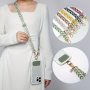 114CM/44.88IN Mobile Phone Strap Lanyard Long Crossbody Shoulder Chain Faux Pearl Pendant Hanging Adjustable Hanging Neck Wide Cloth Strap Shell