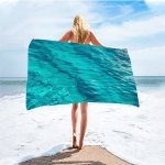 Bright Green Water Printed Microfiber Beach Towel - Fast Drying Machine Washable Rectangular Shape Suitable For All Occasions Ca