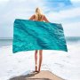 Bright Green Water Printed Microfiber Beach Towel - Fast Drying Machine Washable Rectangular Shape Suitable For All Occasions Cartoon Theme Modern Style Made Of