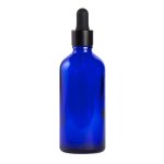 100ML Blue Glass Aromatherapy Bottle With Pipette - Matt Black 18 110