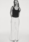 Wide Twill Trousers - Light Beige