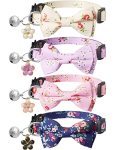 Llhk 4 Pack Cat Collars With Bow Tie And Bell Personalized Breakaway Kitten Collar And Adjustable 7-12INCH For Boy Or Girl Cats