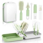Baby Bottle Brush Set With Drying Rack Portable Silicone Bottle Cleaner Kit For Bottles Nipples And Straws Travel Storage Box Fo
