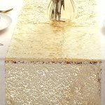 Elegant Golden Organza Table Runner - Perfect For Christmas Weddings & Birthdays Polyester Rectangular Shape
