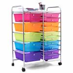 Kotek 15-DRAWER Rolling Storage Cart Multipurpose Mobile Utility Cart With 4 Wheels Home Office School Tools Scrapbook Paper Org