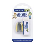Marlin Kids Plastic Airship Sharpener 1 Hole + Eraser Pack Of 12