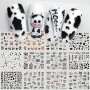 12 Sheets Cow Print Cartoon Nail Stickers Decals - Assorted Animal Patterns Heart & Leopard Designs - Plastic Pre-Pasted Glossy Finish Embroidered Look -