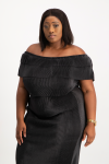 Laura Plisse Off-shoulder Top - Black - 2XL