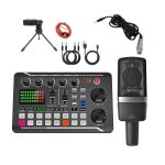 Live Streaming Microphone Tripod Stand And Sound Card Set