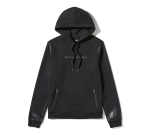 Women’s Faux Leather Sleeve Pullover Hoodie – Harley Black