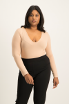 Gigi V-neck Bodysuit - Nude - L