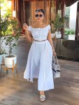 Casual Solid Two-piece Set Off Shoulder Button Front Crop Top & Long Skirt Outfits Women's Clothing