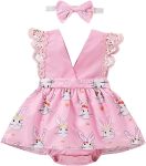 Pink Bunny Romper Dress With Matching Headband
