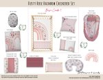 Cot Duvet Bedding Dusty Rose Rainbow Checkered Set