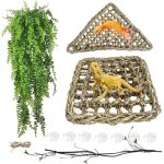 Muyg Bearded Dragon Hammock Lizard Lounger Natural Seagrass Reptile Hammocks With Hanging Plants Climbing Jungle Vines Flexible