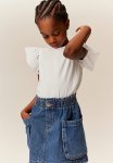 Jersey Top With Broderie Anglaise - White