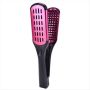 Double Sided Brush Comb Clamp Hair Straightener Tool Comb Rose Red