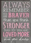 Always Remember You Are Braver Than You Think 4X6 Wall Plaque
