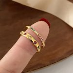 2PCS Elegant & Boho Style Colorful Star & Moon Shape Design Ring Fashion Delicate Accessory For Daily Wear Idea Gift For Ladies