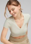 Puma Classics Cropped Slim Tee - Beige