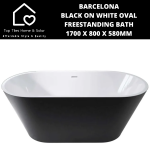 Barcelona Black On White Oval Freestanding Bath - 1700 X 800 X 580MM