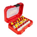 Tork Craft Router Bit Set 12 PC 1 4' Shank Hard Case